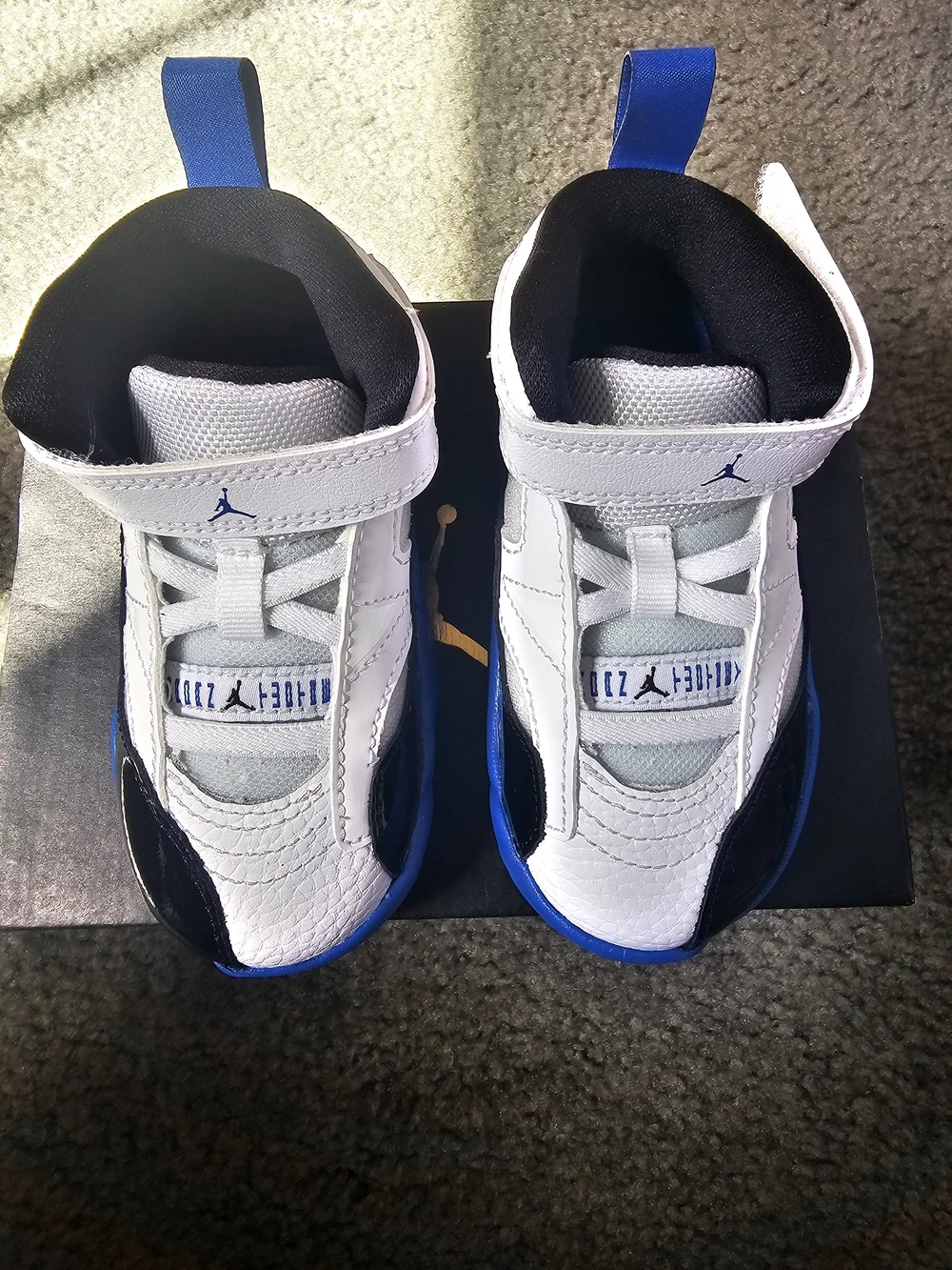 Jordan Kids' White & Blue Basketball Shoes